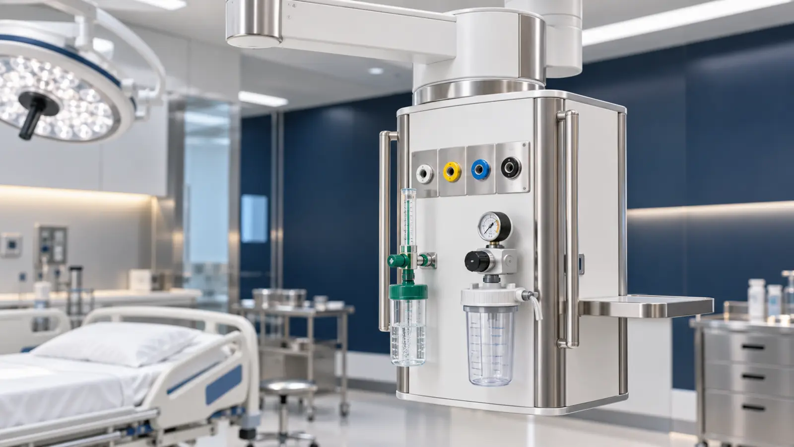 Hasta başında medikal gaz kullanım noktası ve klinik ekipman