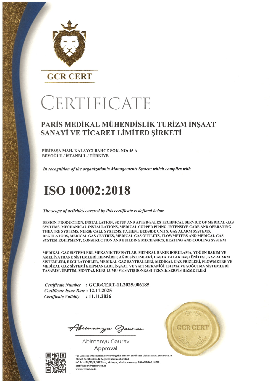 ISO 10002:2018 belgesi