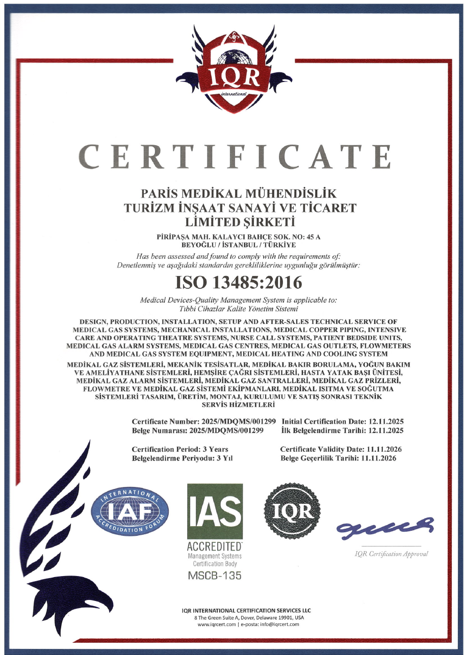 ISO 13485:2016 belgesi