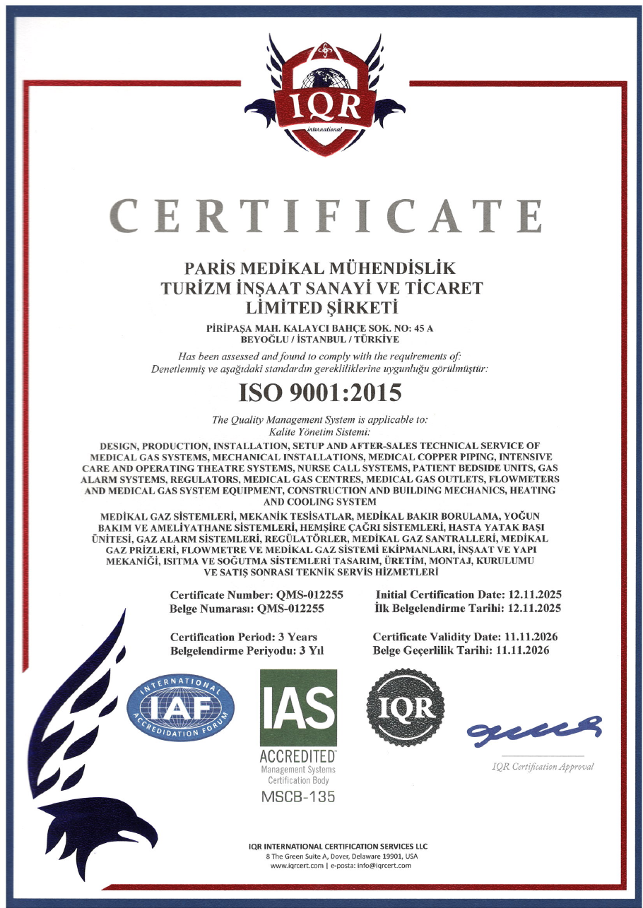 ISO 9001:2015 belgesi
